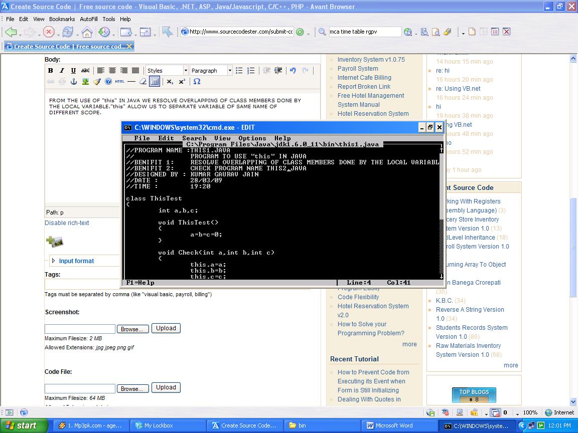 "this" IN JAVA VER.1.0 SourceCodester